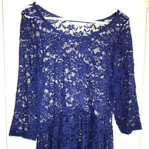 Royal blue lace 3/4 sleeve top